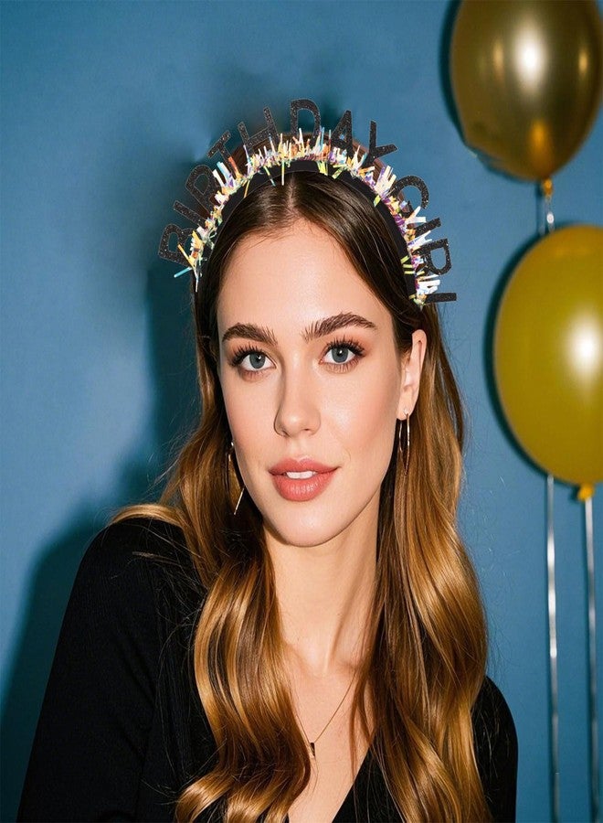 Jaciya Birthday Girl Glitter Headband for Women Girls Sparkling Black Party Hair Accessories with Confetti Tinsel - Image 5